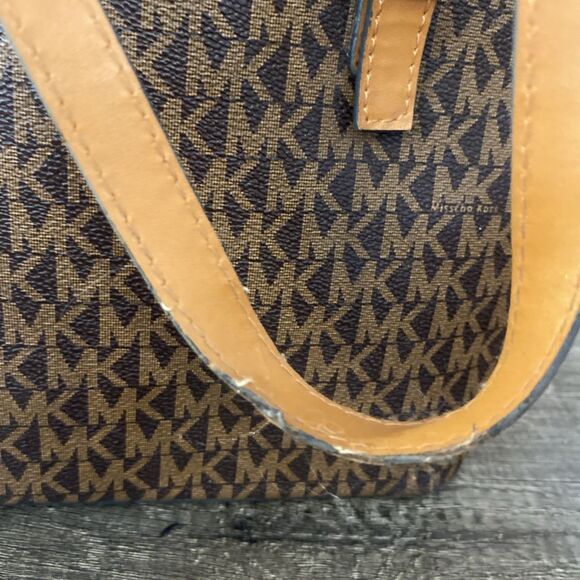 MICHAEL KORS JET SET TRAVEL XS CARRYALL TOTE SHOULDER BAG MK GLITTER GOLD/BROWN - Picture 7 of 8